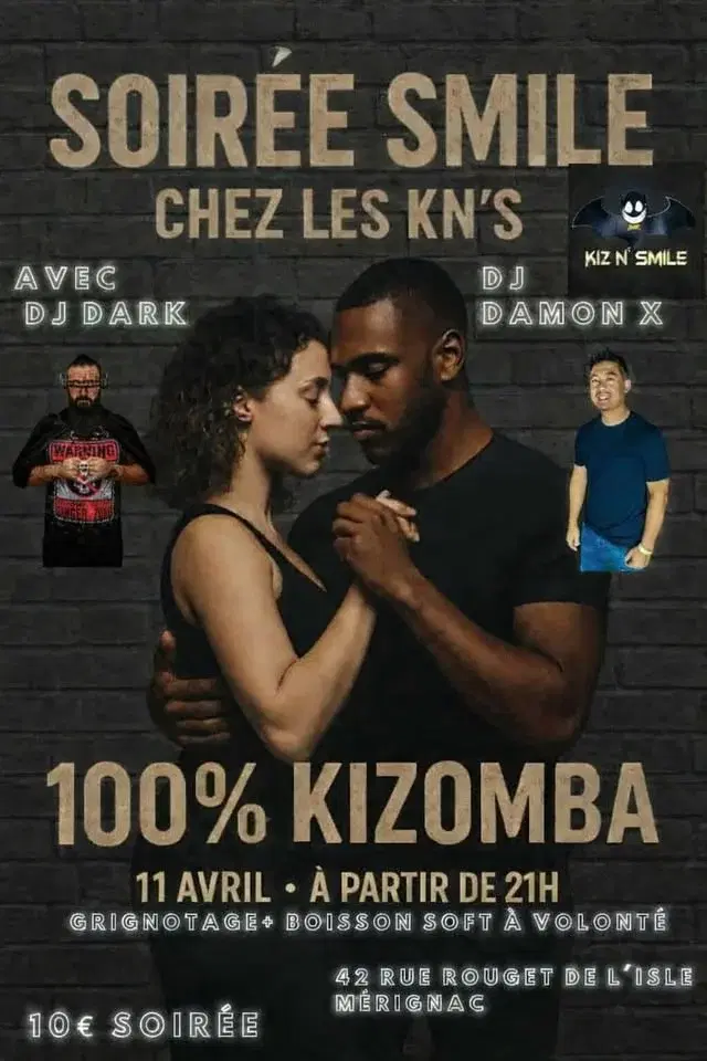 Cours Urban Kiz + soirée Smile chez les KN'S act 2 (100% Kizomba)