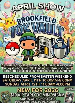 April 11th and 12th Pokémon Card & Collectible Show: Brookfield Toy Vault 2026