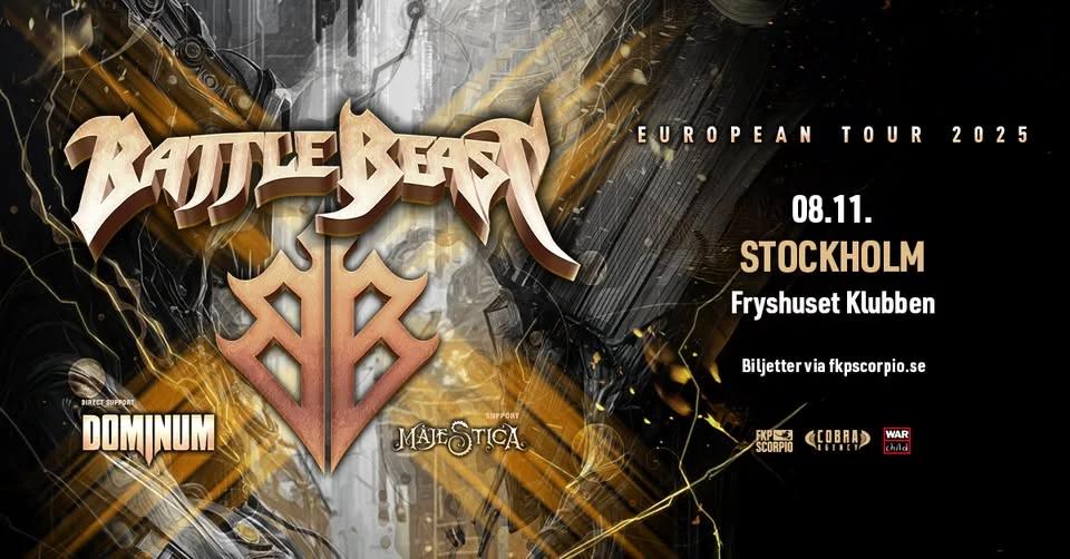 Battle Beast + Special Guests: Dominum & Majestica | Stockholm – UTSÅLT!