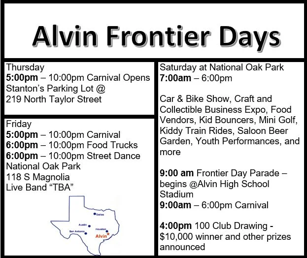 Frontier Day 52nd Annual Event hosted by Alvin Rotary Club