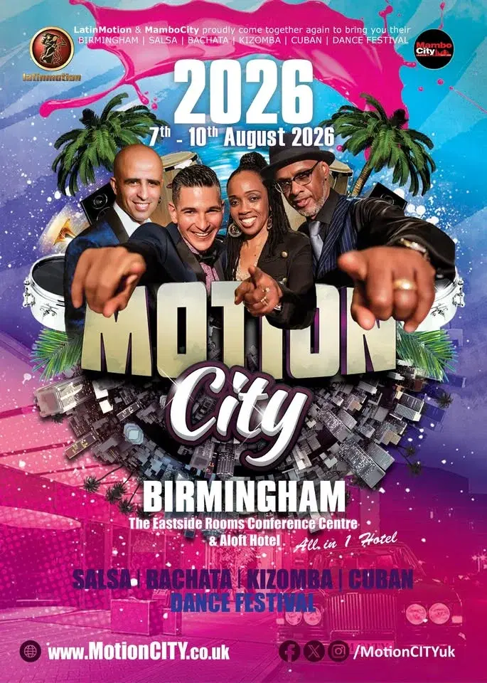 LatinMotion & MamboCity present đ MotionCITY 2026 đ The Eastside Rooms đ Birmingham đ
7-10th Aug