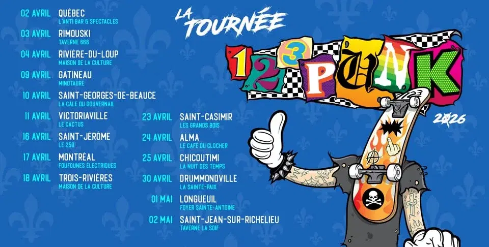 La tournée 123Punk 2026 à Drummondville //Jeudi le 30 Avril 2026// La Sainte-Paix