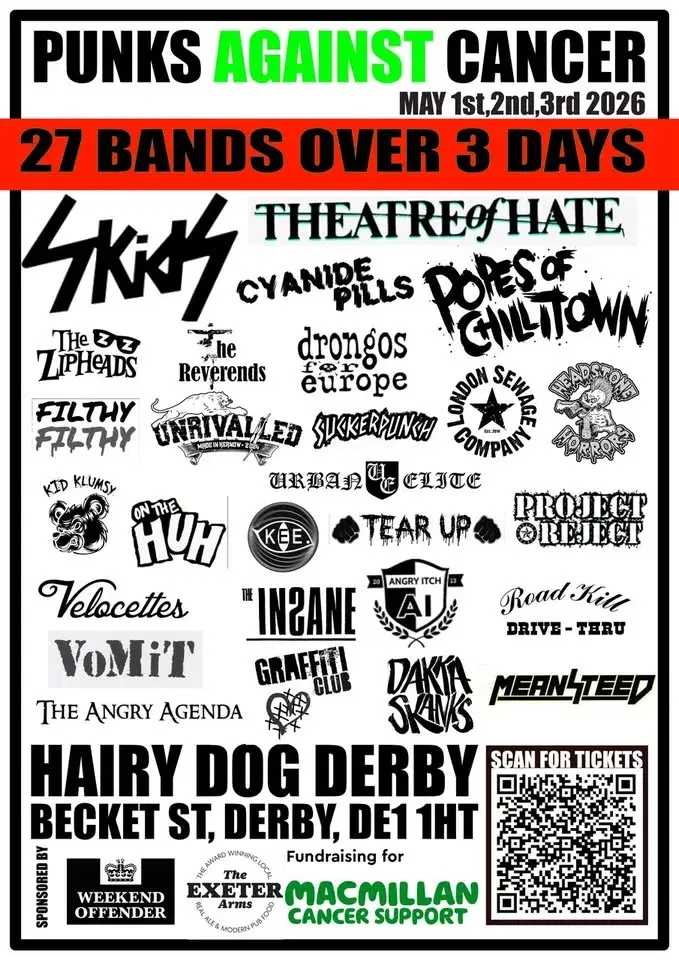 PUNKS AGAINST CANCER 2026 | THE HAIRY DOG, DERBY