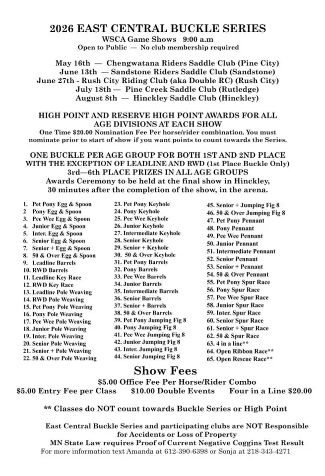 ECBS Sandstone Riders Saddle Club WSCA Show