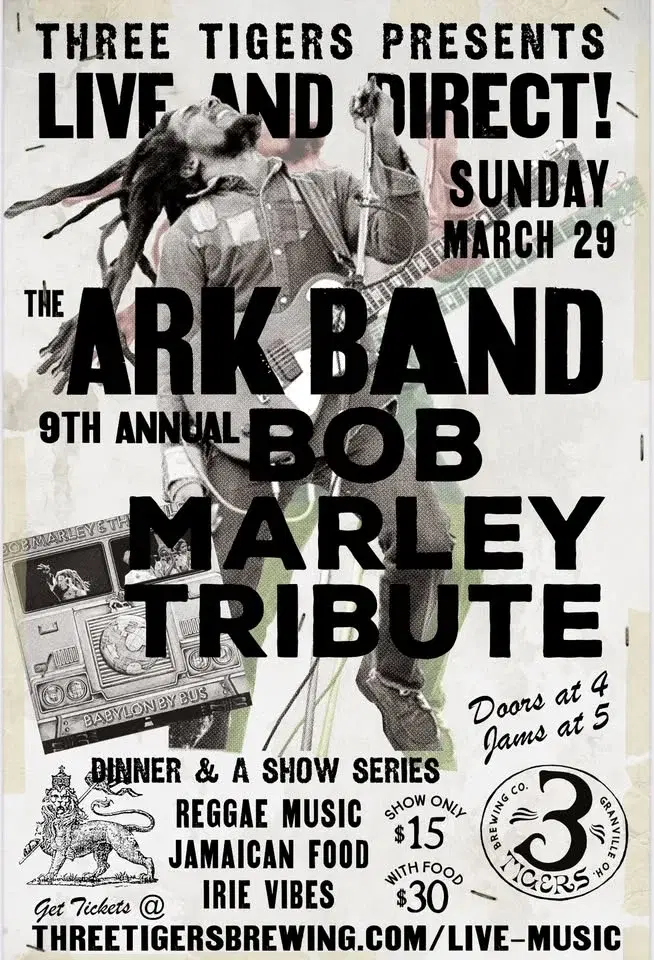 Dinner & a Show Series; THE ARK BAND 9th annual Bob Marley 9th Annual Bob Marley Tribute