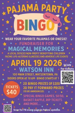Magical Memories Pajama Party Bingo