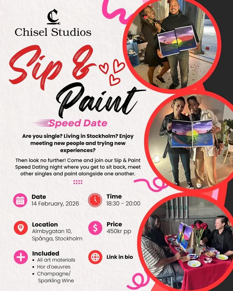 Chisel Studios Sip & Paint Speed Date for Stockholm Singles
