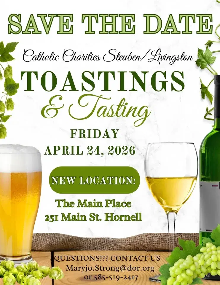 Save the Date - Catholic Charities Steuben/Livingston Toasting's & Tastings
