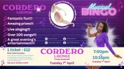 Midweek Musical Bingo at Cordero Lounge (Frome, Somerset) - Tuesday 7th April 7pm