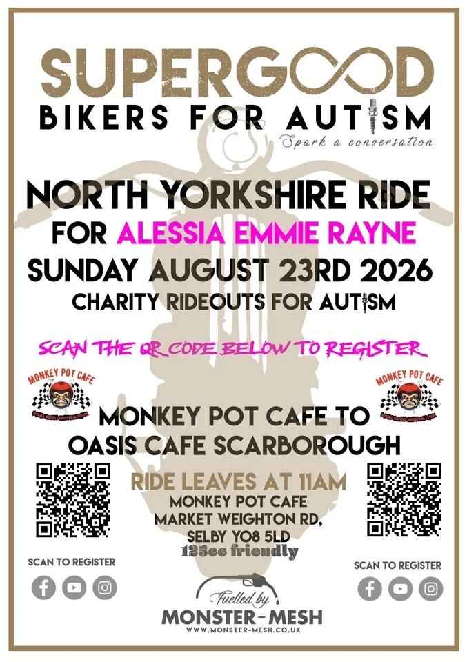 RIDE FOR AUTISM | MONKEY POT CAFE TO SCARBOROUGH (oasis cafe) 2026