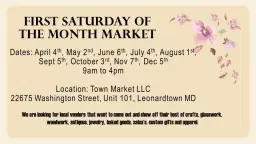 First Saturday of the Month Market Series