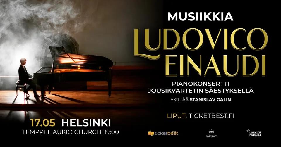 Ludovico Einaudin musiikkia. Esittää Stanislav Galin. Pianokonsertti jousikvartetin säestyksellä.