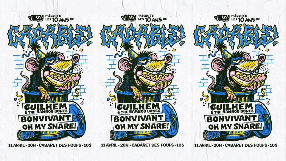 Pouzza Fest présente les 10 ans de CAPABLE! avec Guilhem & The Bamboo Bones, BONVIVANT, Oh My Snare!