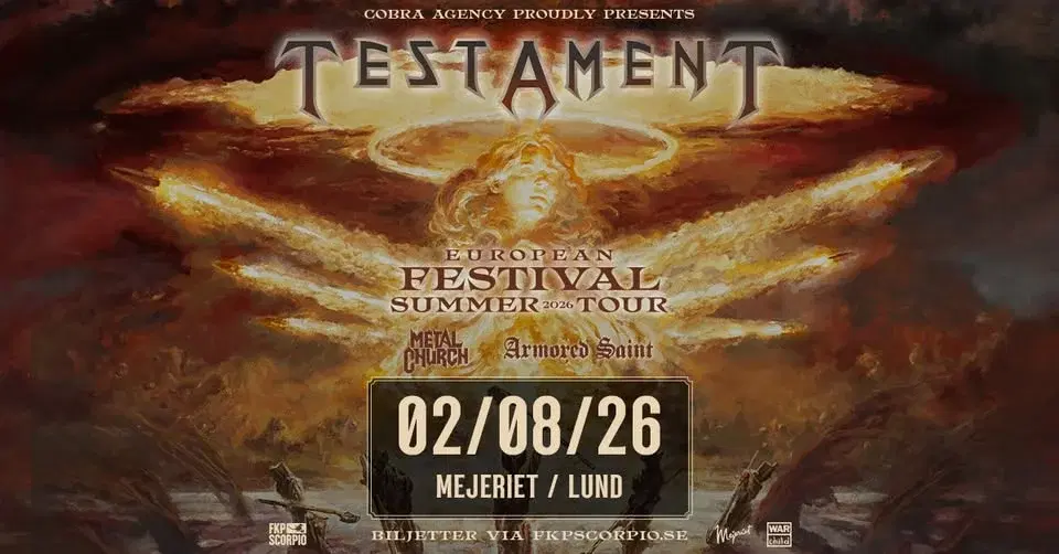 Testament + Support: Metal Church + Armored Saint | Lund