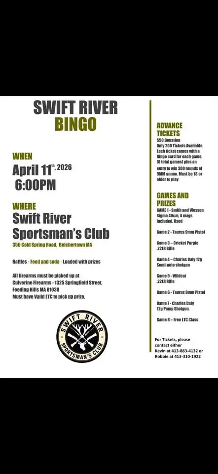 Swift River bingo