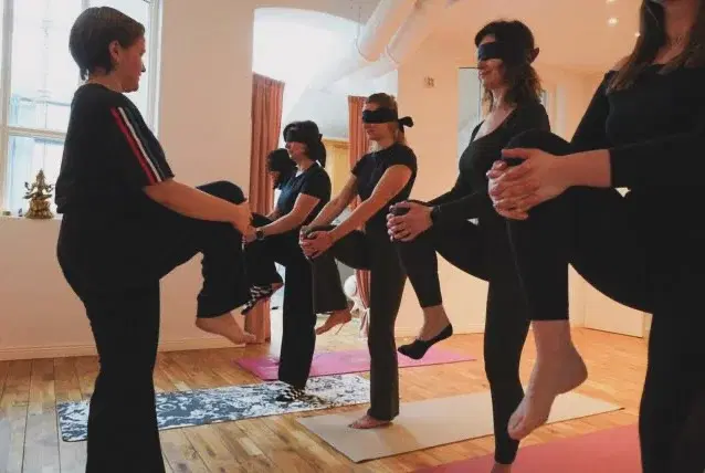 Blindfolded yoga