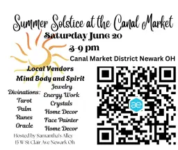 Summer Solstice at the Canal Market Free Admission 3-9 pm APPLICATIONS NOW OPEN vicky@samanthas-alley.com