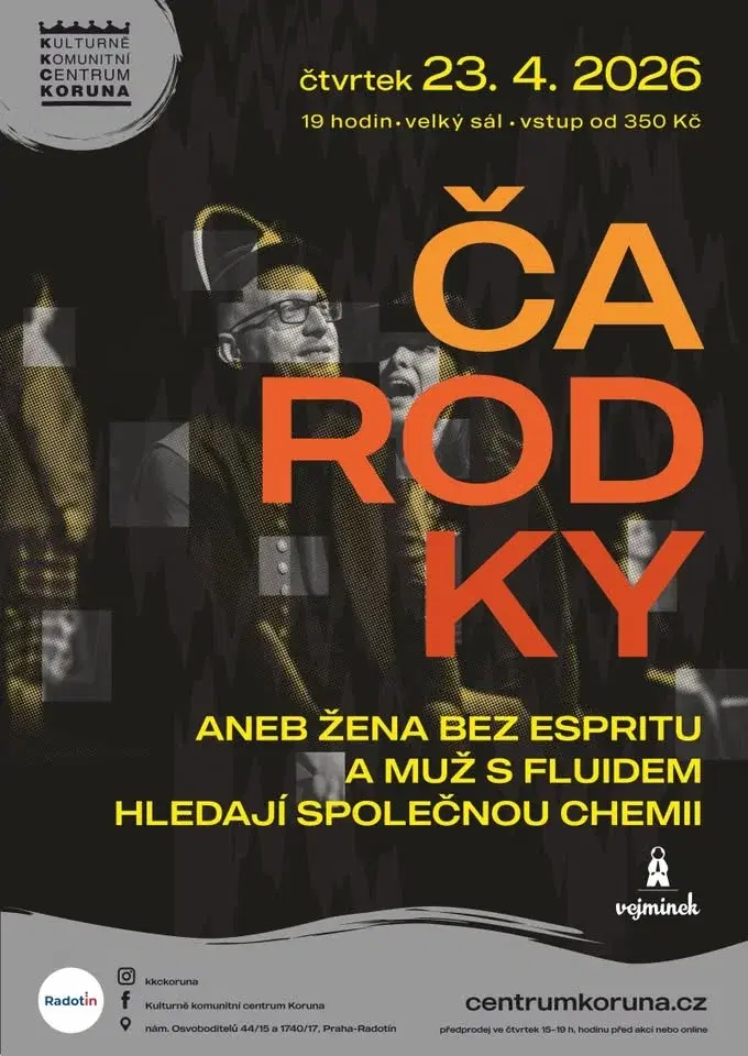 Divadlo Vejminek - Čarodky aneb žena bez espritu a muž s fluidem hledají společnou chemii