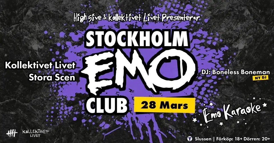 Stockholm EMO Club | 28 Mars | Kollektivet Livet