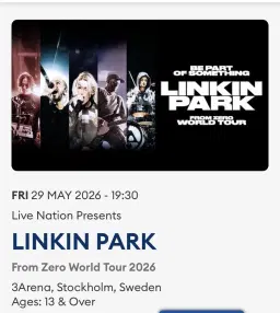 Selling 2x Linkin Park tickets â Stockholm