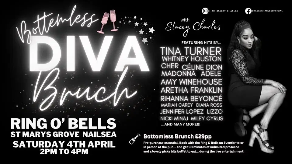 Bottomless DIVA Brunch with Stacey Charles at the Ring O’ Bells (Nailsea) - Saturday 4th April 2pm