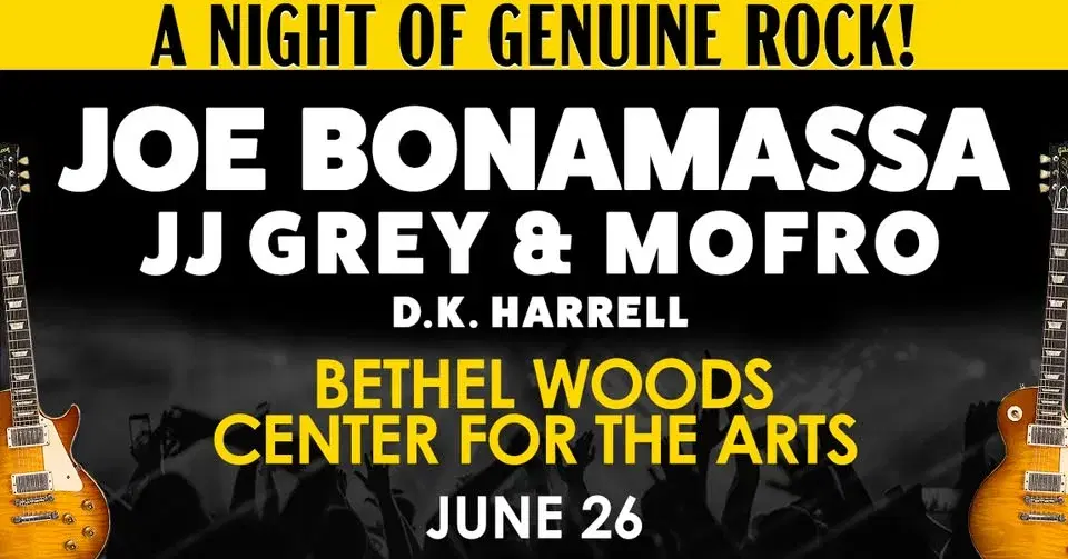 Joe Bonamassa, JJ Grey & Mofro and DK Harrell Live in Bethel, NY on June 26th, 2026