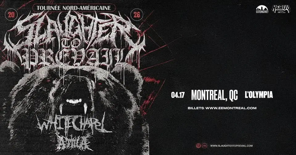 COMPLET / SOLD OUT - Slaughter To Prevail: North America 2026 avec Whitechapel & Attila | Montréal