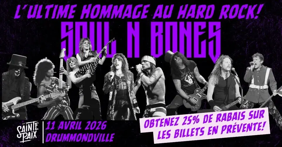 Soirée 80-90's Hard Rock avec Soul n' Bones!