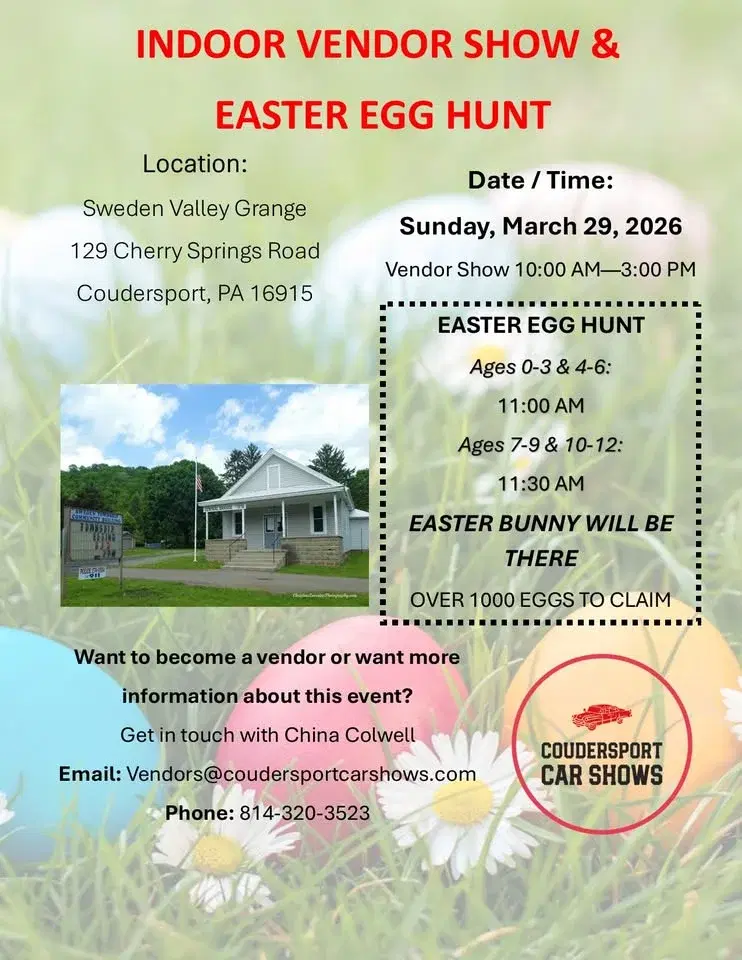 Indoor Vendor Show & EASTER EGG HUNT & VISIT WITH THE EASTER BUNNY