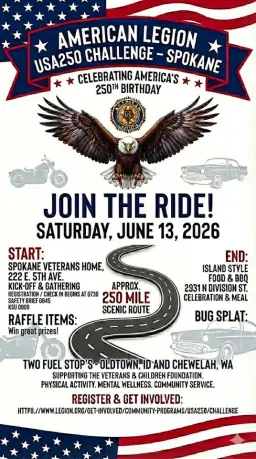 USA 250th Birthday Party Ride and Celebration