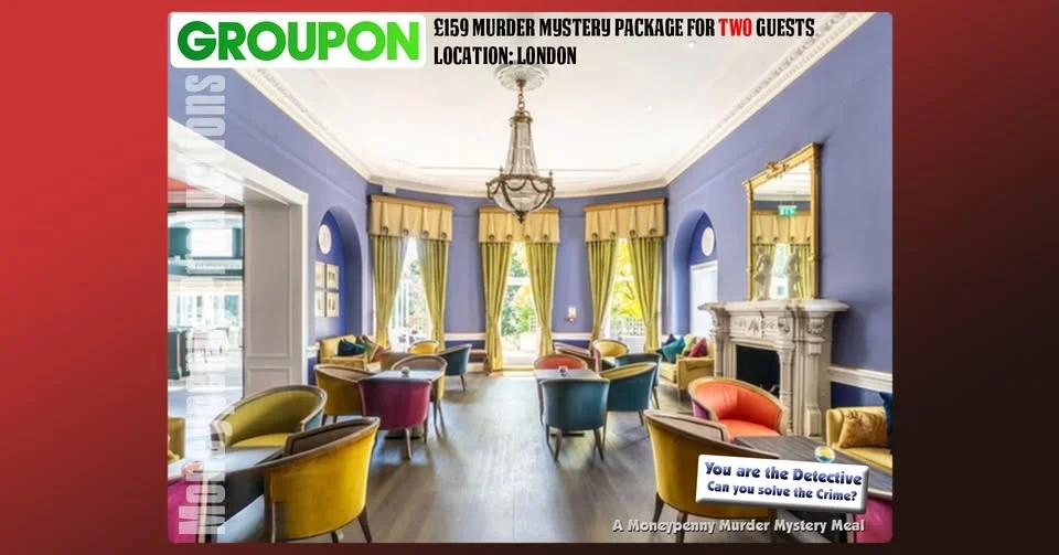£159 Murder Mystery Package for two guests: London