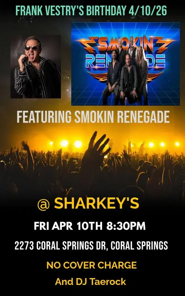 Smokin Renegade is back at Sharkeys Fri Apr 10th for Frank's Bday and our special tribute show!