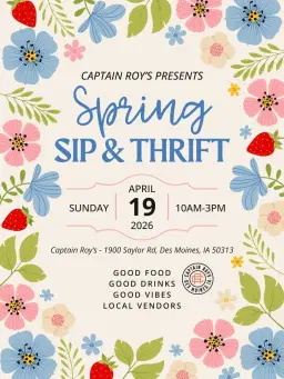 Spring Sip N’ Thrift 🌸🌺