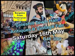 Coleshill Town Hall Antiques and Vintage Fair 2026