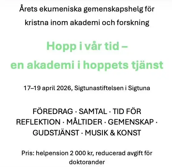 Kristen i Akademins helgmöte 2026 - Hopp i vår tid: en akademi i hoppets tjänst