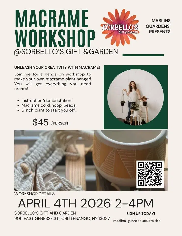 Macrame plant hanger workshop @Sorbello’s Gift and Garden