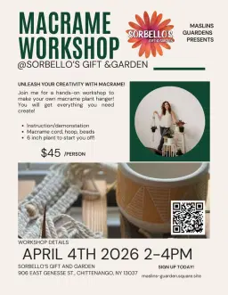 Macrame plant hanger workshop @Sorbello’s Gift and Garden