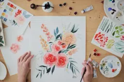 Atelier de création d'un bouquet floral à l'aquarelle