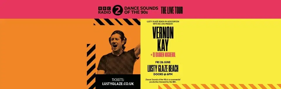 BBC Radio 2 Dance Sounds of the 90s with Vernon Kay | Lusty Glaze Beach