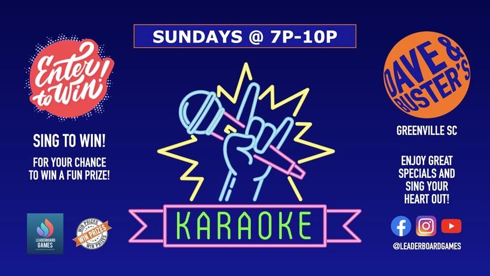 Karaoke Night SUNDAY 7p-10p | Dave & Buster's - Greenville SC