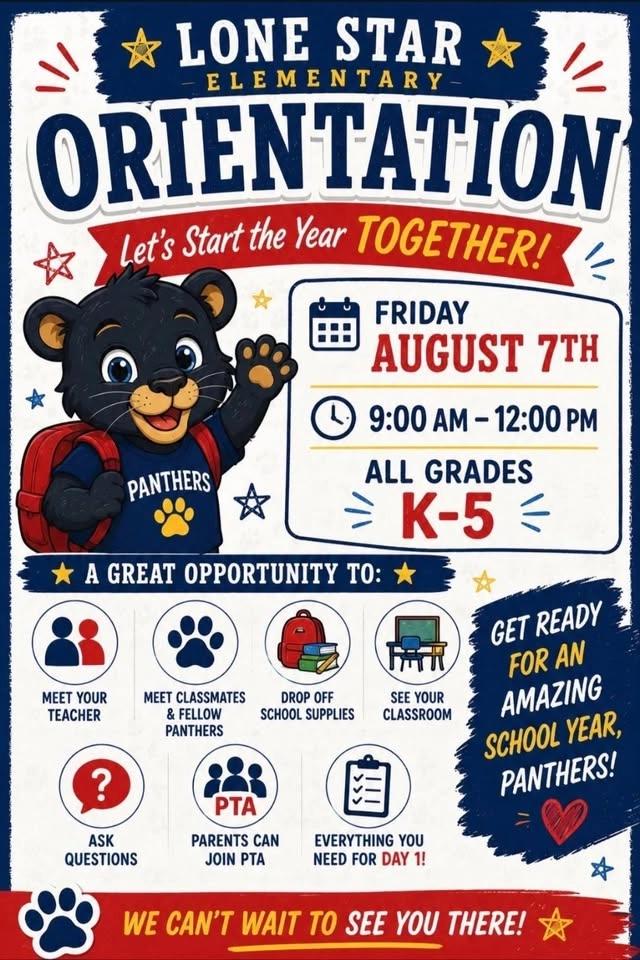 Lone Star Elementary Orientation 2026