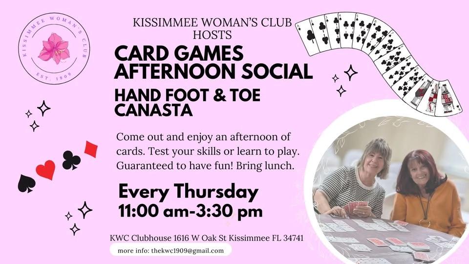 Card Games Afternoon Social - Hand, Foot & Toe at the Kissimmee Woman's Club