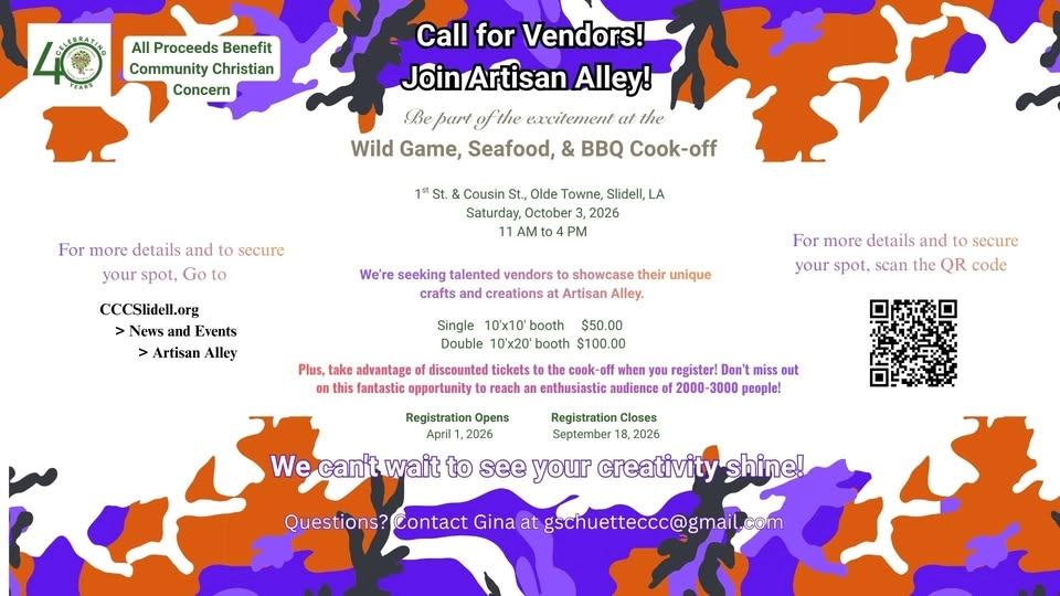 Artisan Alley @ the Wild Game, Seafood, & BBQ Cook-off 2026