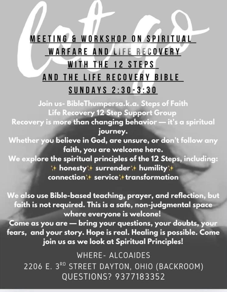 12 step spiritual meeting and workshop (spirituality, principles, – not religious)