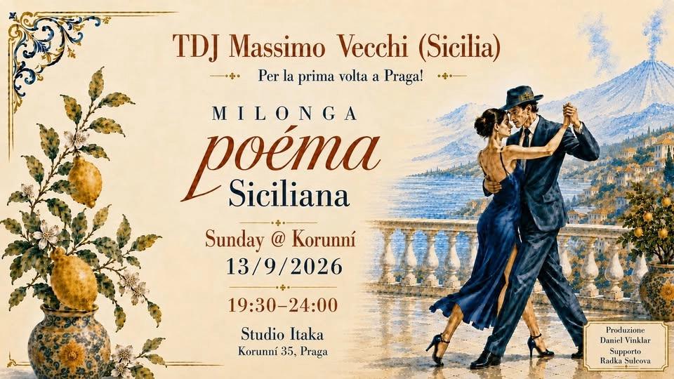 Milonga POÉMA "Siciliana" @ Korunní, TDJ Massimo Vecchi (SICILIA), 13/9/2026