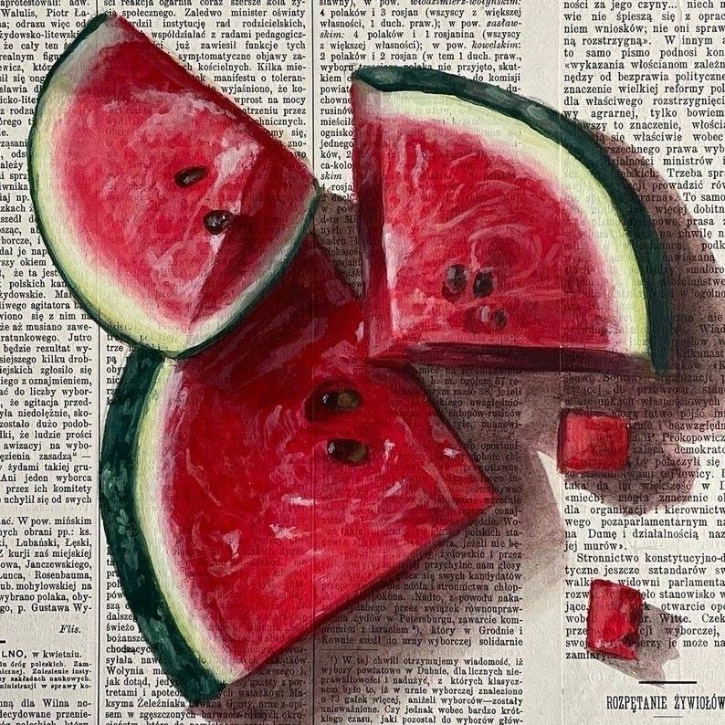 Summer Fruits on Newspaper 🍉🍑