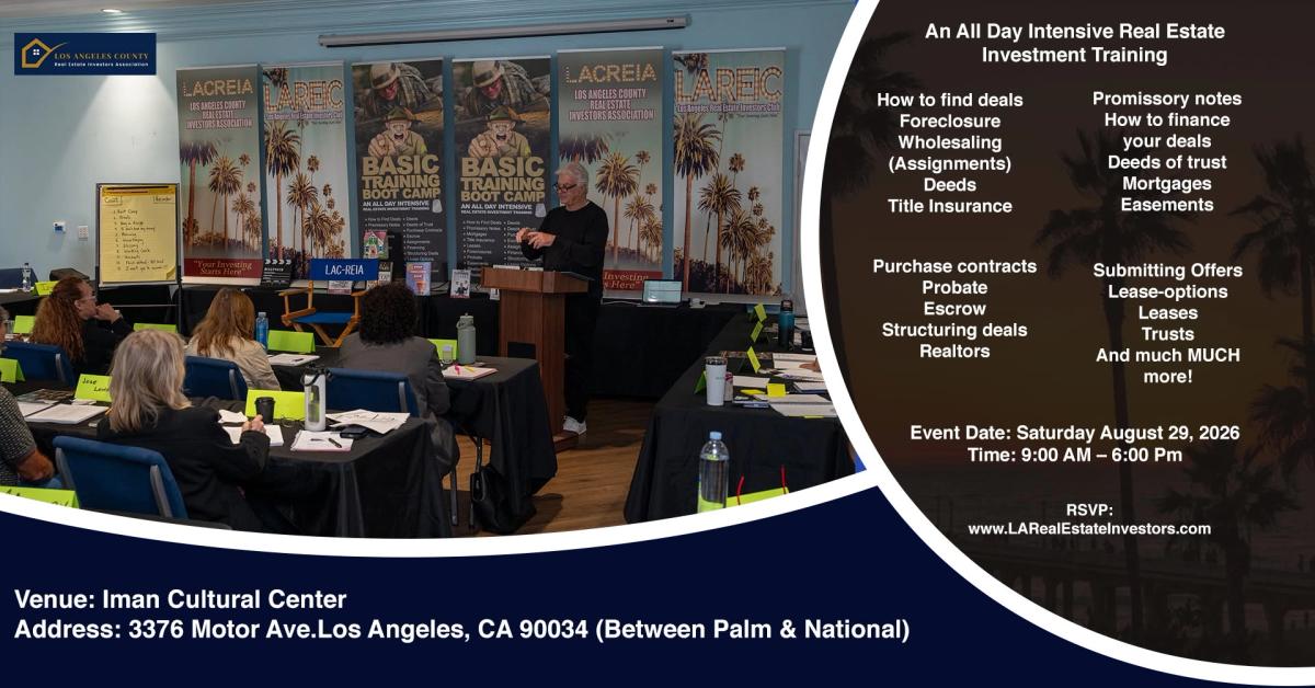 Real Estate Basic Training Boot Camp – August 29, 2026