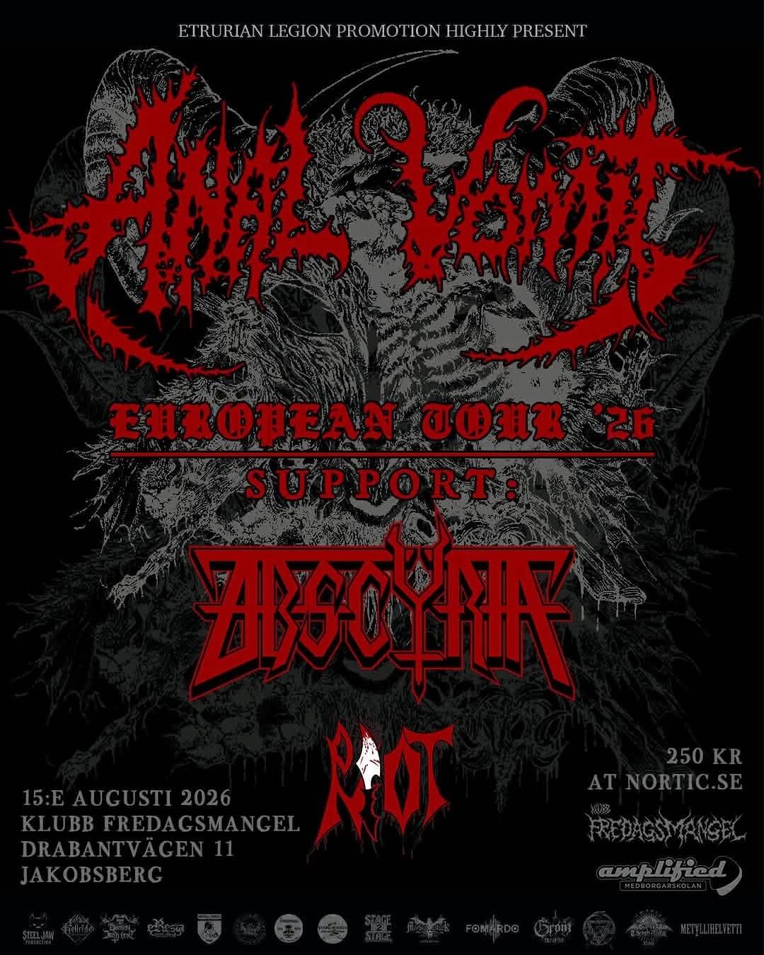 Anal Vomit European Tour '26 - Klubb Fredagsmangel