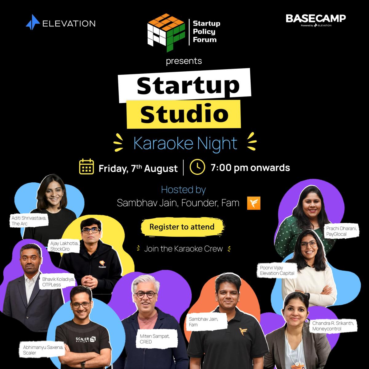 Startup Studio: Karaoke with Builders, Operators, VCs, Media | Startup Policy Forum at Basecamp