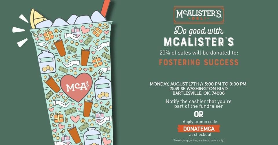 McAlister's Fundraiser | Doing Good with Fostering Success